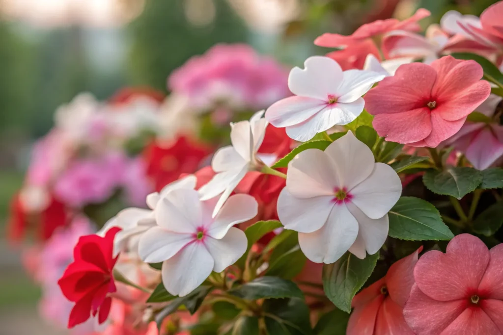 23 Gorgeous Fall Blooming Flowers to Keep Your Garden Colorful 19 Red, white, and pink Impatiens blooming in September shade.