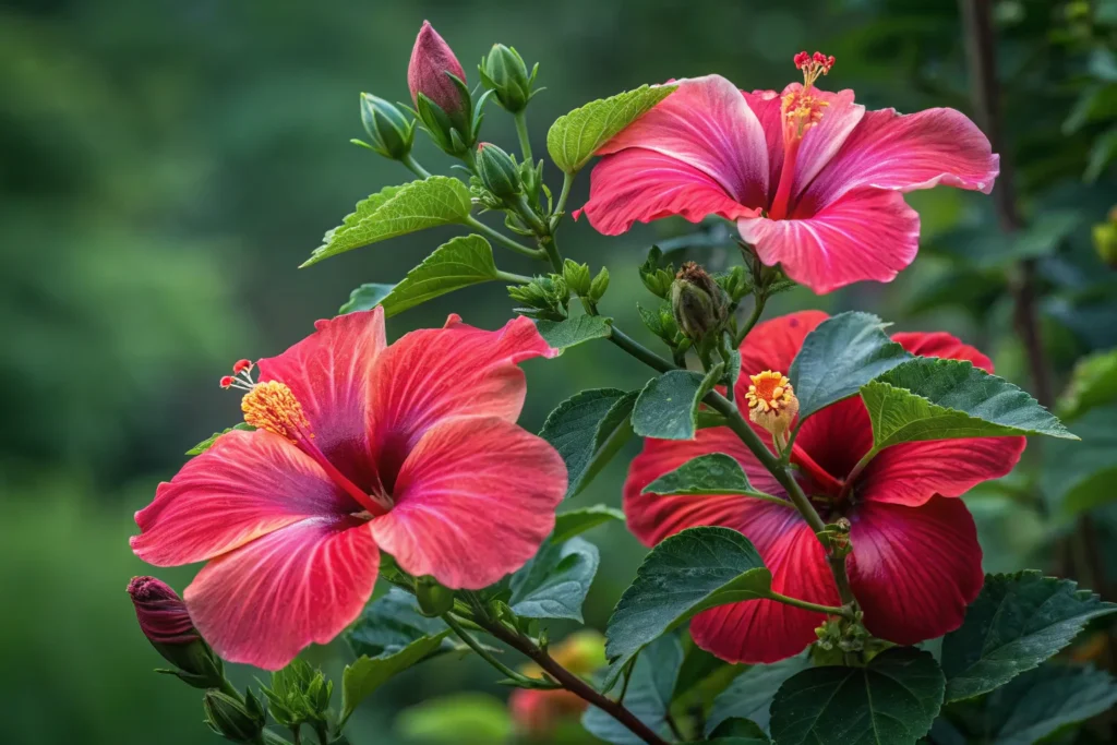 26 Beautiful September Flowers for a Colorful Fall Garden 20 Large red and pink hibiscus flowers blooming in September.
