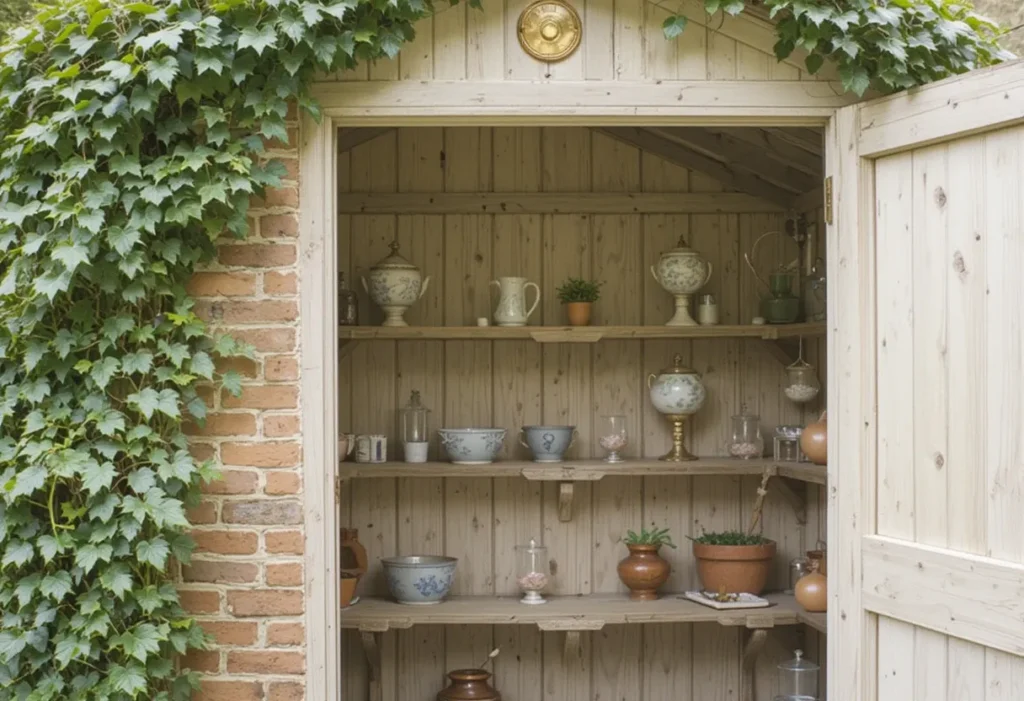 21 Small Garden Shed Ideas to Maximize Storage in Compact Backyards 12 Traditional garden storage shed with organized shelving for gardening tools and supplies