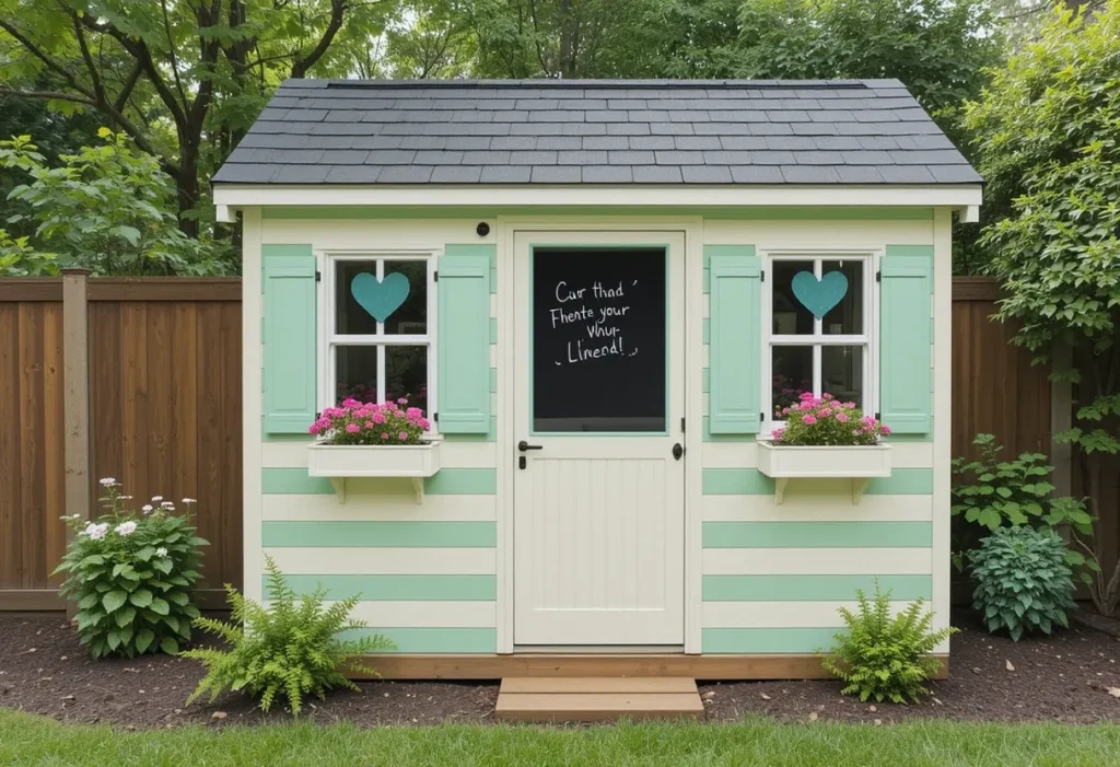 21 Small Garden Shed Ideas to Maximize Storage in Compact Backyards 18 Family-friendly multi-purpose garden shed with organized storage and play area