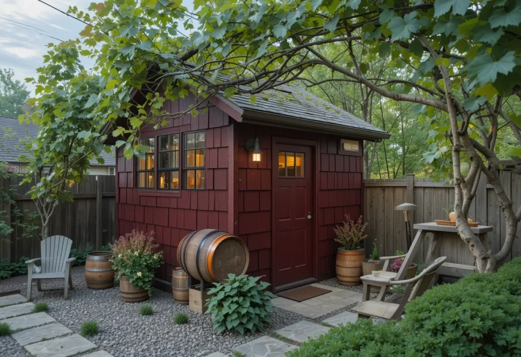 21 Small Garden Shed Ideas to Maximize Storage in Compact Backyards 19 Sustainable reclaimed wood garden shed with compact storage for gardening tools
