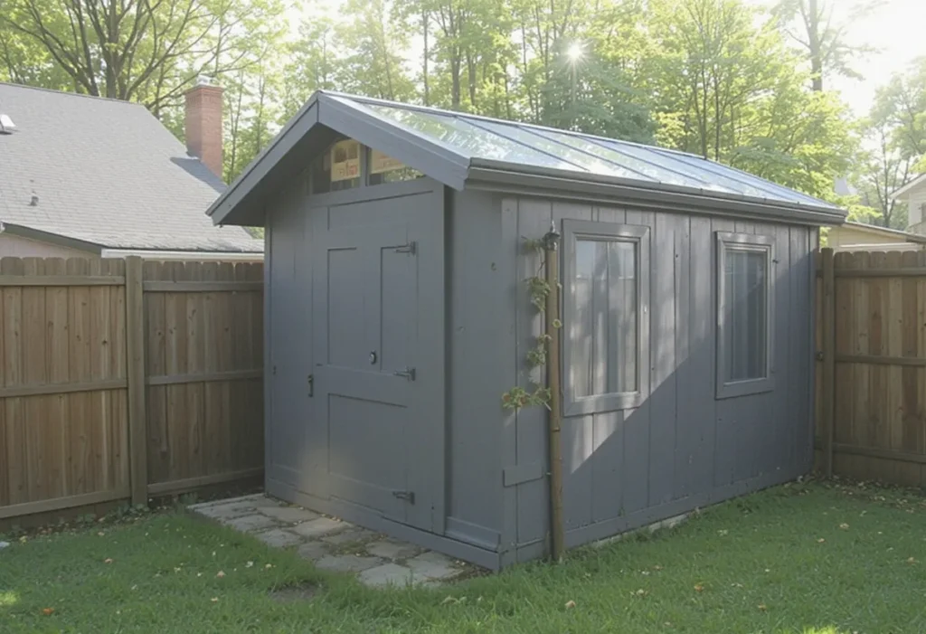 21 Small Garden Shed Ideas to Maximize Storage in Compact Backyards 20 Lean-to garden shed providing space-saving storage for narrow side yards