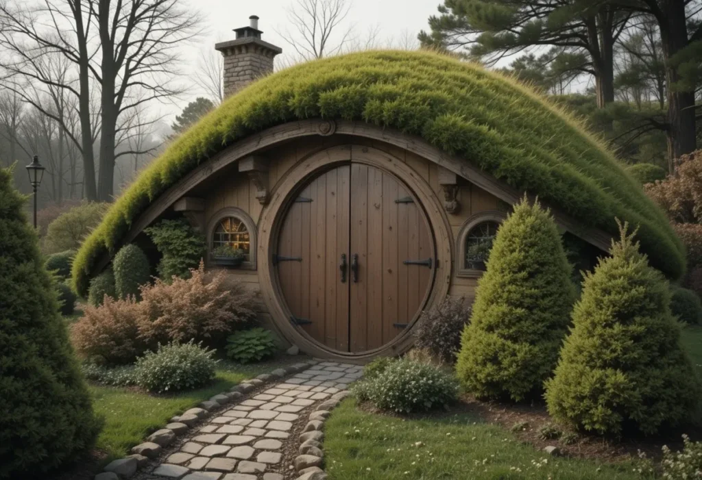 21 Small Garden Shed Ideas to Maximize Storage in Compact Backyards 21 Hobbit-inspired compact garden shed with living roof and practical outdoor storage