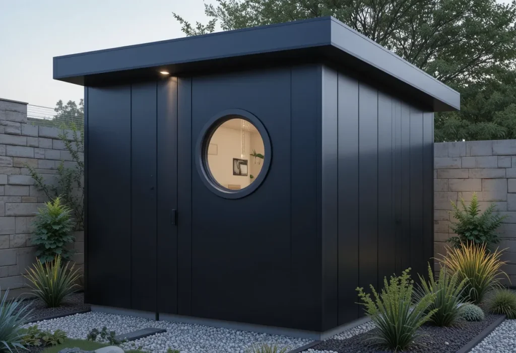 21 Small Garden Shed Ideas to Maximize Storage in Compact Backyards 10 Modern cube garden shed with efficient storage for a small backyard