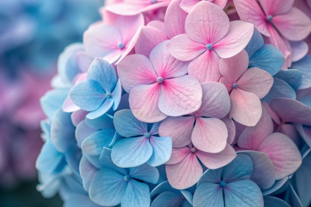 23 Gorgeous Fall Blooming Flowers to Keep Your Garden Colorful 22 Blue and pink Hydrangea flowers blooming in late summer.