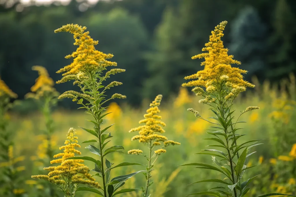 23 Gorgeous Fall Blooming Flowers to Keep Your Garden Colorful 5 Goldenrod with bright yellow fall blooming flowers attracting bees