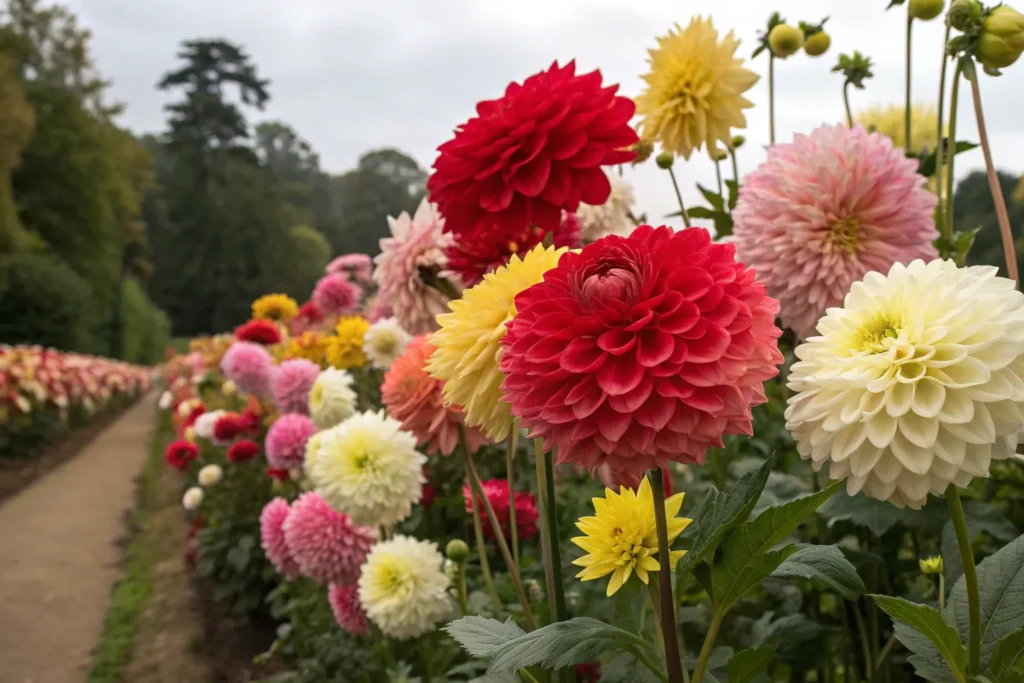 26 Beautiful September Flowers for a Colorful Fall Garden 10 Bright dahlias in multiple colors blooming beautifully in September.