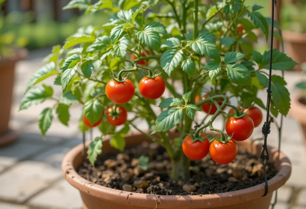 tomato plant that grow in pot.