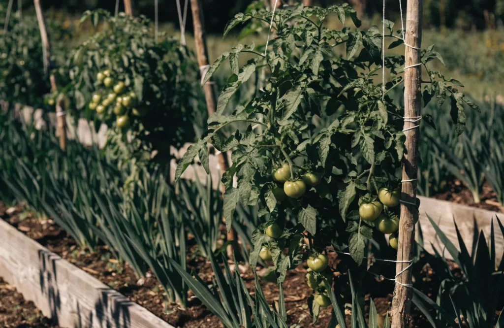 15 Best Tomato Companion Plants: What to Plant & What to Avoid for a Healthier Harvest 8 Growing garlic around tomatoes as a natural pest deterrent
