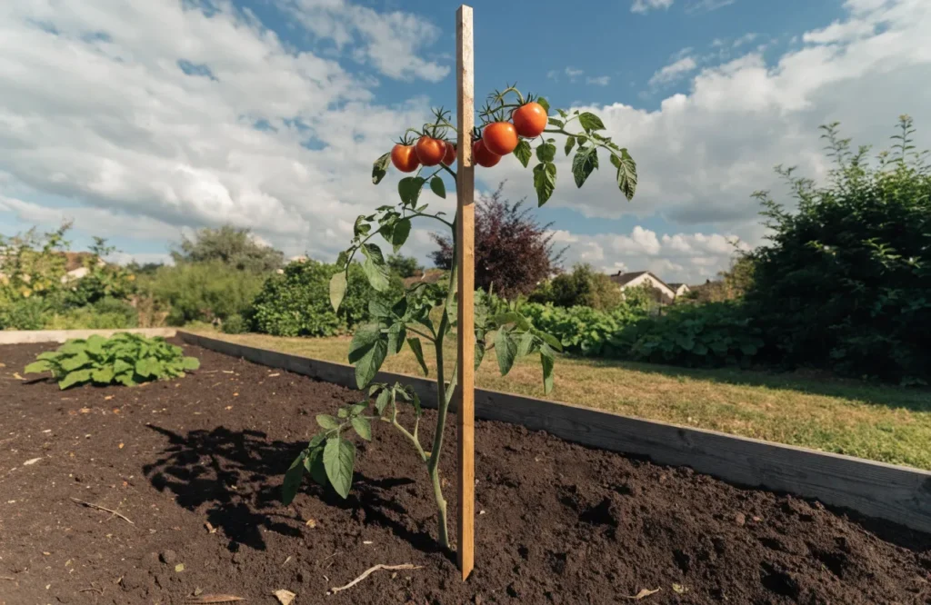 How to Prune Tomato Plants: 7 Simple Steps for Bigger, Healthier Harvests 2 Pruned tomato plant with good airflow and sunlight reaching the fruit