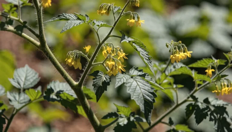 Tomato plant flowering but no fruit in a sunny garden