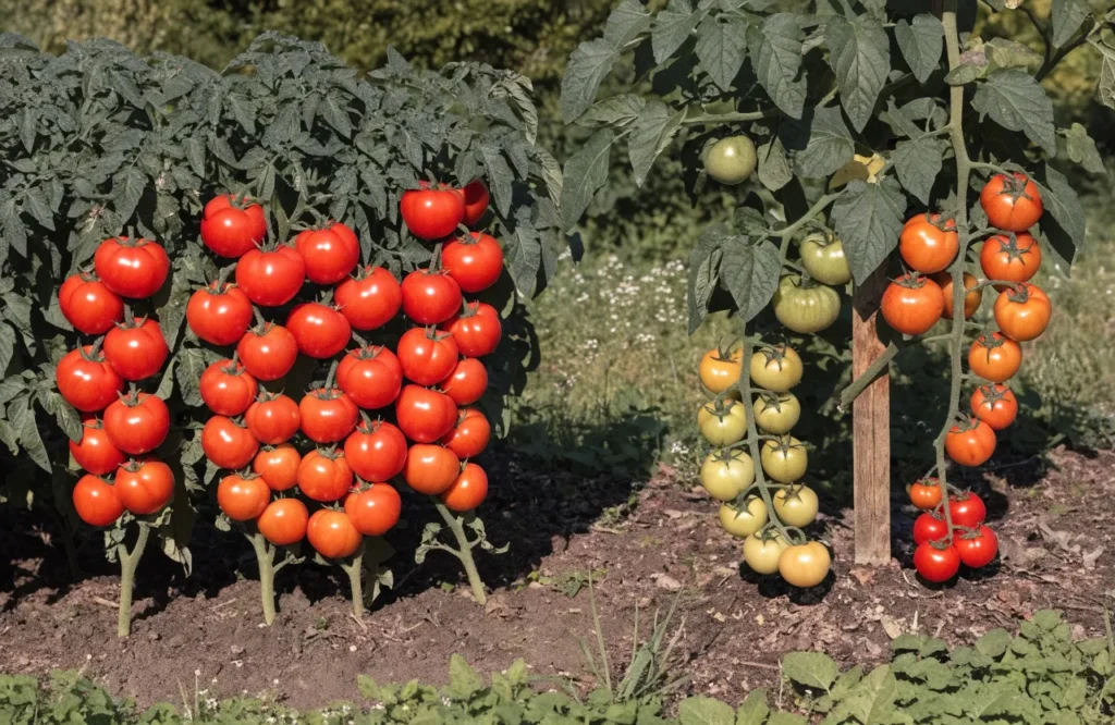 Different harvest patterns of determinate and indeterminate tomato plants