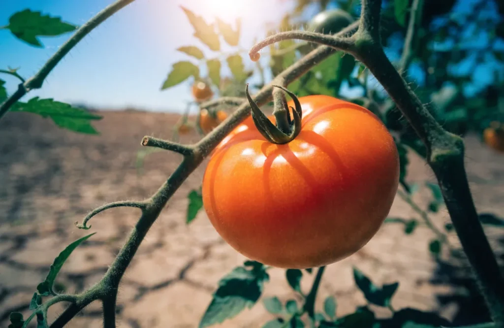 Tomatoes Not Ripening? 6 Reasons Why + How to Ripen Them Faster 3 Orange tomato stalled by heat stress not turning red on the vine