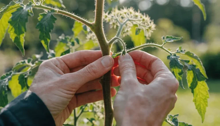 How to Prune Tomato Plants: 7 Simple Steps for Bigger, Healthier Harvests 1 How to prune tomato plants — pinching a sucker off the main stem