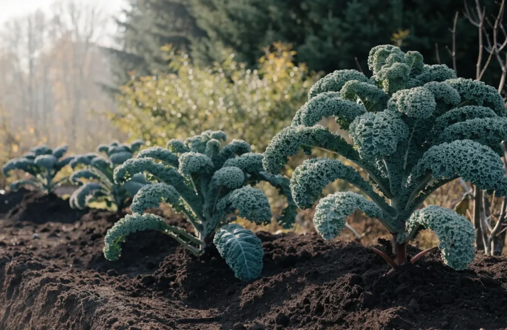 15 Best Fall Vegetables to Grow in September (Plus a Planting Calendar) 7 Curly kale plants growing in a cool-season fall garden