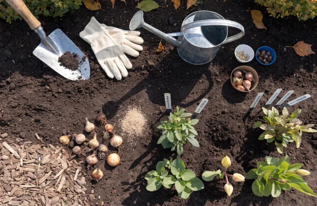 September flower planting guide with bulbs and seedlings