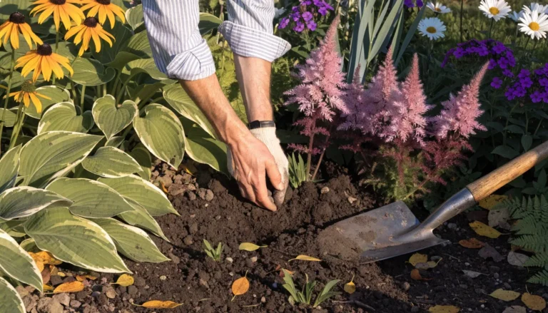 Perennials to divide in fall, including hostas, iris, garden phlox, and black-eyed Susans.